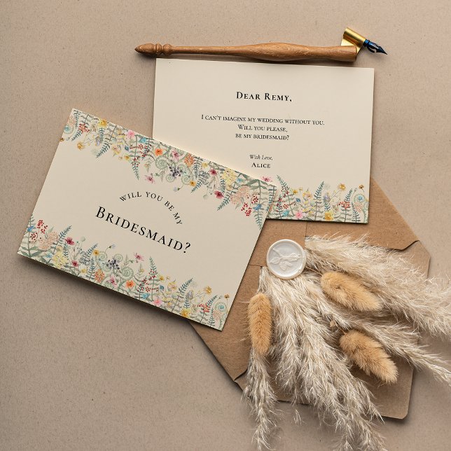 Frieri kort för enkel Wildblomma Fern Bridesmaid (Skapare uppladdad)
