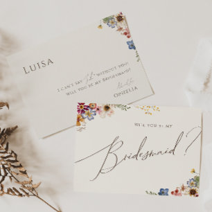 Frieri kort för färgat WildblomBeige Bridesmaid