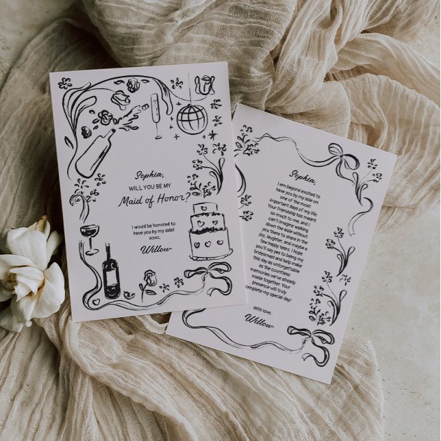 Frieri kort för Hand plockade Maid of honor (Maid of Honor Proposal Card)
