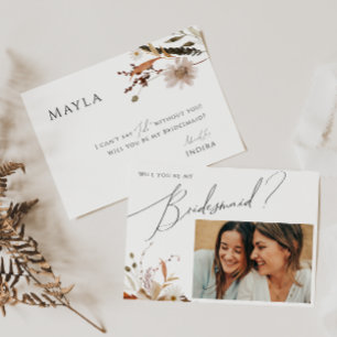 Frieri kort för hösten Wildblomma Photo Bridesmaid
