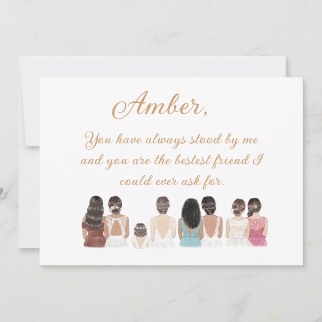 Frieri kort för Maid of honor eller Bridesmaid (Framsida)