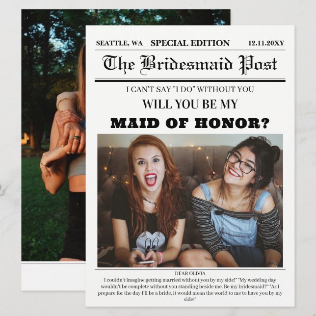 Frieri kort för nyhetsblad Maid of honor (Fram/baksida)