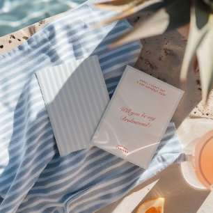 Frieri kort för Retro Modern Vintage Blue Bridesma