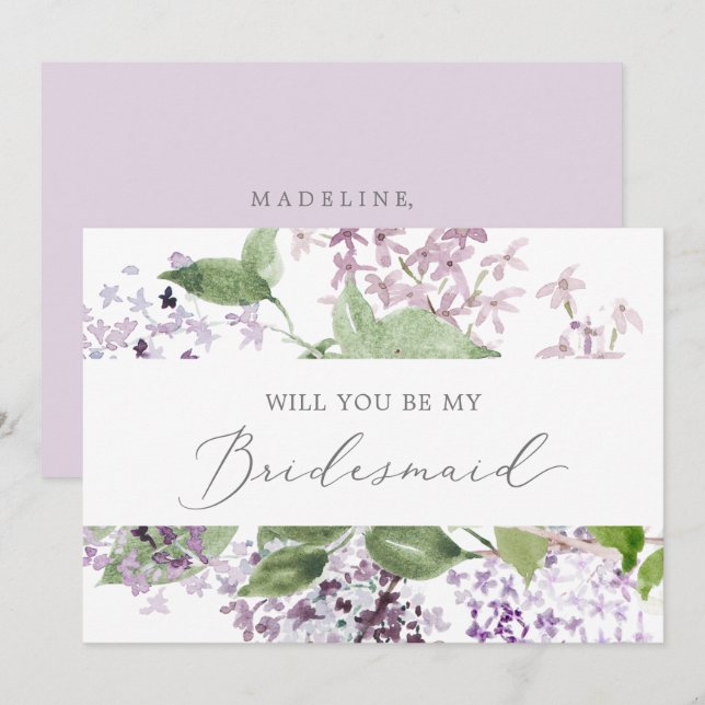 Frieri kort för Rustic Lilac Bridesmaid (Fram/baksida)