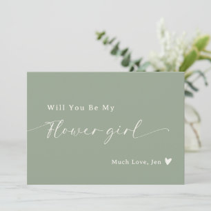 Frieri kort för Sage Grönt Script Flower Girl