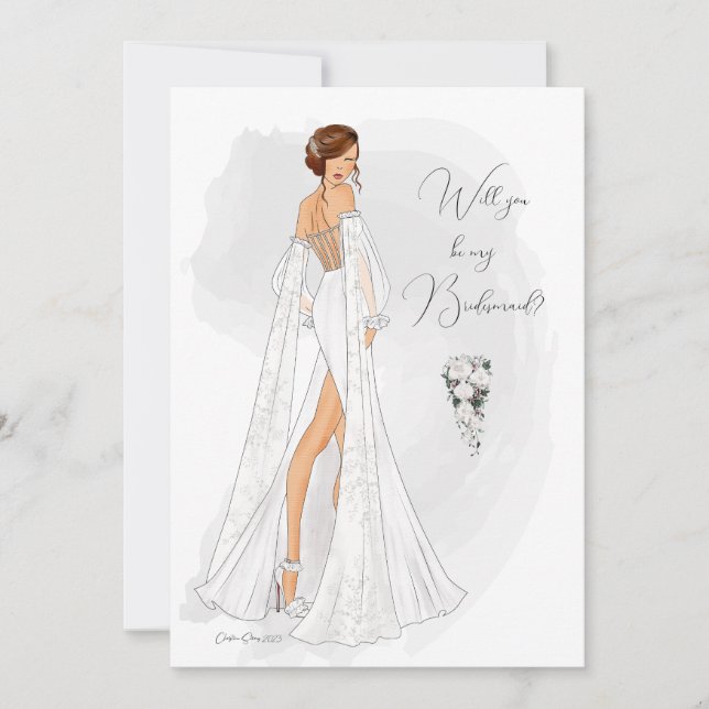 Frieri kort för vattenfärg Illustrated Bridesmaid (Framsida)