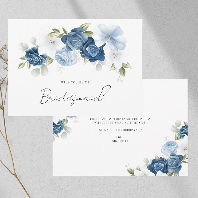 Frieri kort för vattenfärgsfärg, Blommigt i Brides (Watercolor Floral Bridesmaid Proposal Card)