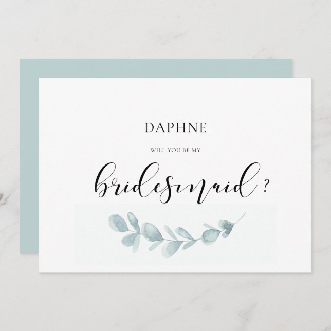 Frieri kort för vattenfärgsgrå bridesmaid (Fram/baksida)
