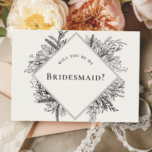 Frieri kort för White and Black Greenery Bridesmai
