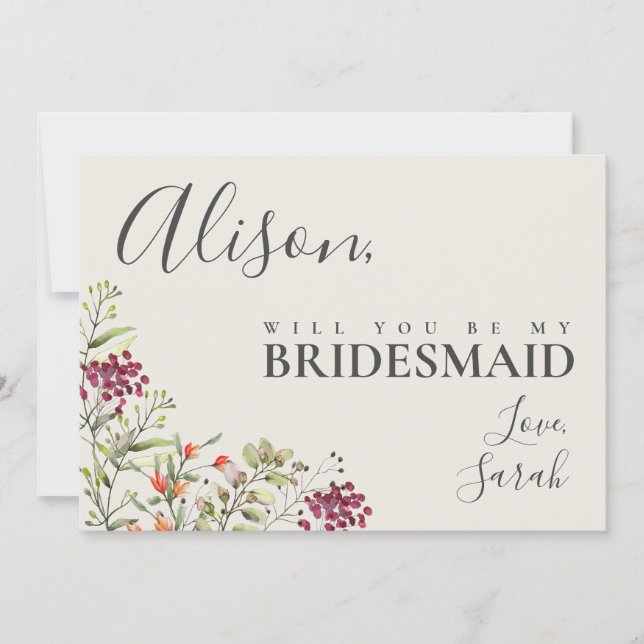 Frieri kort för Wildblomsterbridesmaid (Framsida)