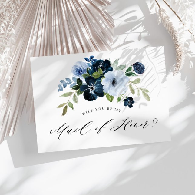 frieri marint blått Maid of honor-kort Inbjudan Vykort (Skapare uppladdad)