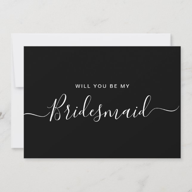 Frieri med minimalistisk svartvit Bridesmaid Inbjudningar (Framsida)
