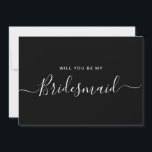 Frieri med minimalistisk svartvit Bridesmaid Inbjudningar<br><div class="desc">Minimalistisk Modern Black and White Calligraphy Bridesmaid Frieri. Brudens sida frieri kort och inbjudan. Innehåller trendig- och snyggt-skriptteckensnitt.</div>