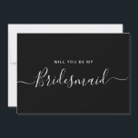 Frieri med minimalistisk svartvit Bridesmaid Inbjudningar<br><div class="desc">Minimalistisk Modern Black and White Calligraphy Bridesmaid Frieri. Brudens sida frieri kort och inbjudan. Innehåller trendig- och snyggt-skriptteckensnitt.</div>