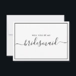 Frieri med minimalistisk svartvitt inbjudningar<br><div class="desc">Minimalistisk Modern Black and White Calligraphy Bridesmaid Frieri. Brudens sida frieri kort och inbjudan. Innehåller teckensnittsdesign för trendig och snyggt.</div>