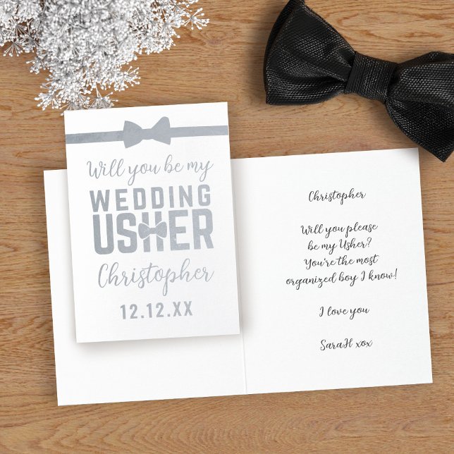 Frieri min Usher-begäran Brudens sida i Bröllop Folierat Kort (Perfect proposal card for your Wedding Usher. Just add their name, your wedding date and a message)