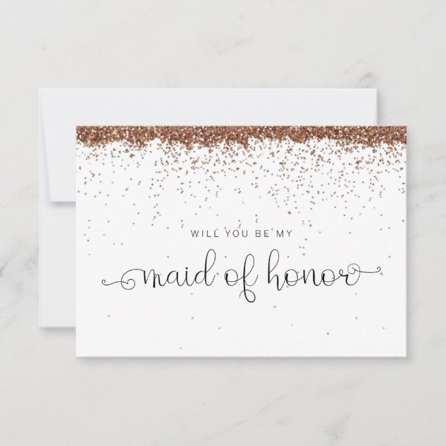 Frieri ro Guld Glitter Maid of honor Anteckningskort (Framsida)