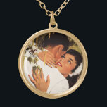 Frieri vintage bröllop, Kärlek och Romantik Guldpläterat Halsband<br><div class="desc">Vintage illustration av bilden av kärlek och romantik med en man och en kvinna som kramar och som ska kyssas. Han har just föreslagit giftermål till henne och hon har accepterat det! En romantisk bröllop frieri!</div>