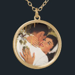 Frieri vintage bröllop, Kärlek och Romantik Guldpläterat Halsband<br><div class="desc">Vintage illustration av bilden av kärlek och romantik med en man och en kvinna som kramar och som ska kyssas. Han har just föreslagit giftermål till henne och hon har accepterat det! En romantisk bröllop frieri!</div>