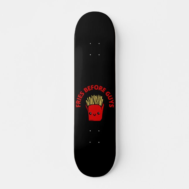 FRIES BEFORE GUYS Lustig fransk fries pun Mini Skateboard Bräda 18,5 Cm (Framsida)