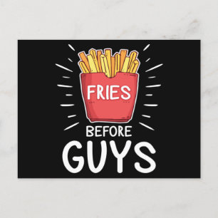 Fries before Killars Funny Gift Food Älskare Valen Vykort