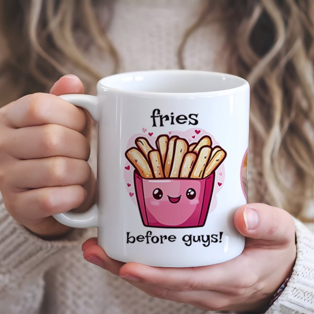 Fries before KillGalentines Photo Collage Kaffemugg (This adorable, customizable mug is the perfect reminder that besties and fries always comes first.)