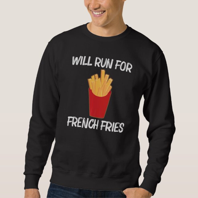 Fries För manar Women Potato Fry Fast Food Burger  Lång Ärmad Tröja (Framsida)