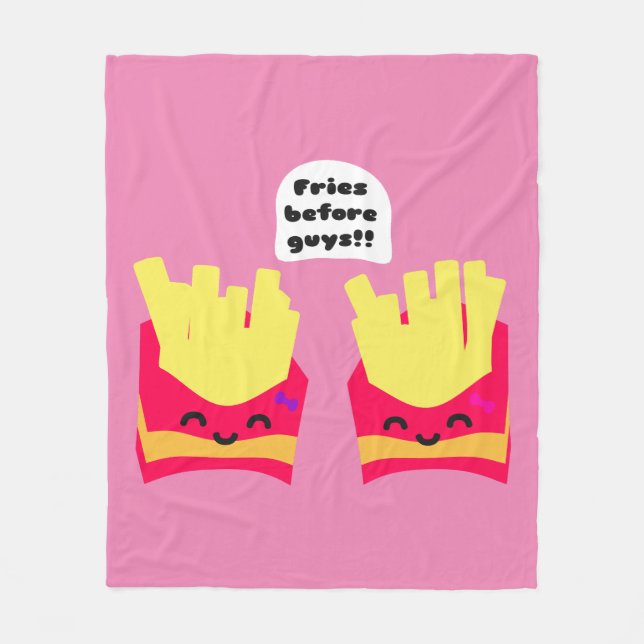 Fries före killar! fleecefilt (Framsidan)