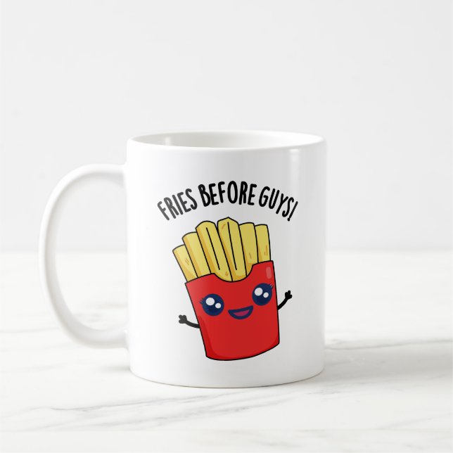 Fries Före killarna Funny Fries Pun Kaffemugg (Vänster)