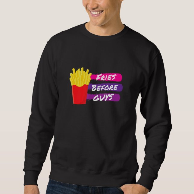 Fries, Fransk Fries, Cute Single Lång Ärmad Tröja (Framsida)