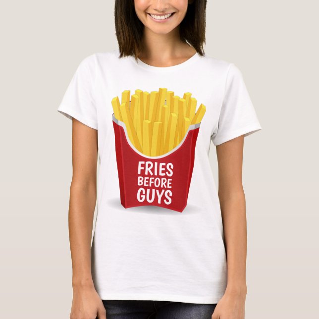 FRIES INNAN GUYS FUNny Dam T-Shirts (Framsida)