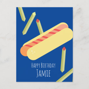 Fries och Hotdog Birthday Namn vykort