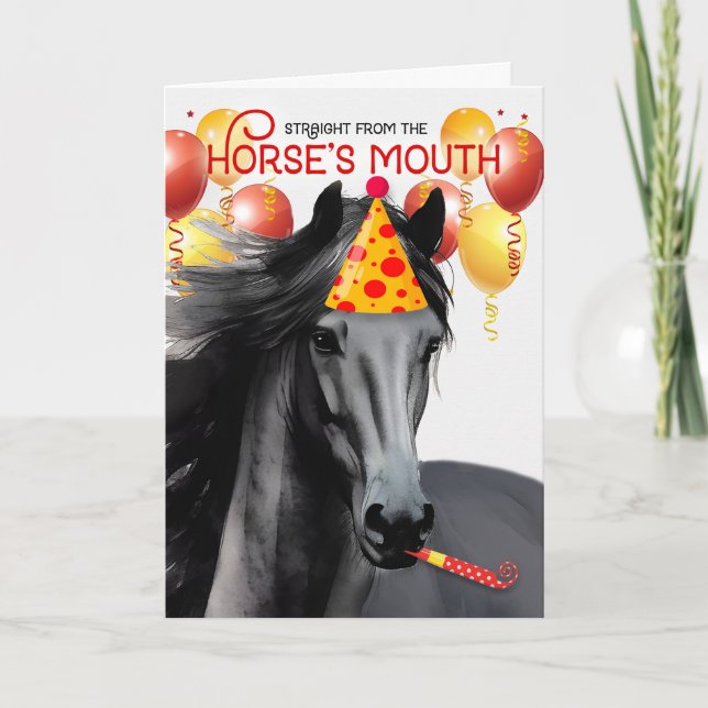 Friesan Black Horse Funny Birthday Kort (Framsida)