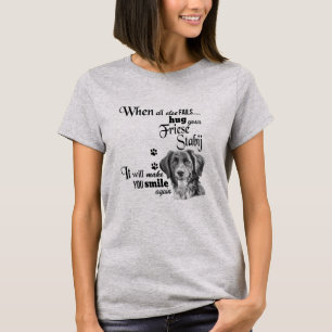 Friese Stabij modern konst söt hund aveln slogan T Shirt