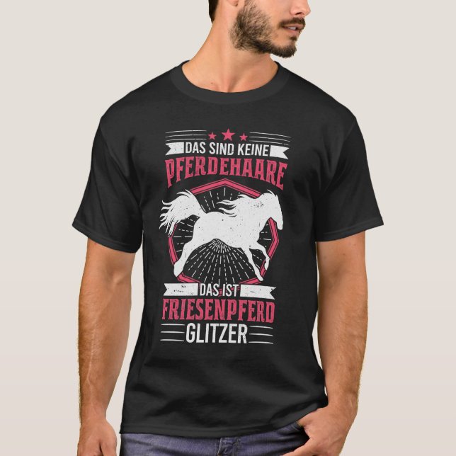 Friesenpferd Glitzer Friese Pferdehaare T Shirt (Framsida)