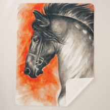 Friesian Beauty Black Horse Watercolor Art