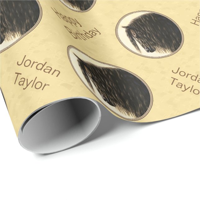 Friesian Draft Horse Gult Presentpapper (Rullad Hörn)