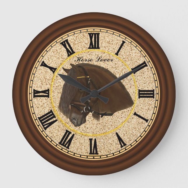 Friesian Draft Horse med svarta siffror Stor Klocka (Framsida)