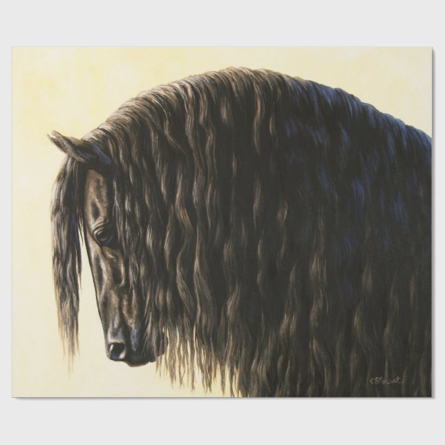 Friesian Draft Horse Porträtt Presentpapper (Platt)
