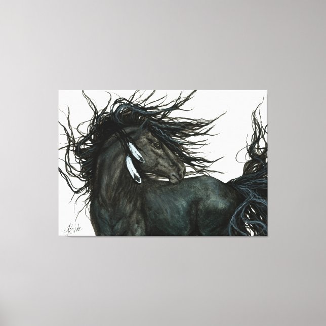 Friesian Horse by Bihrle Canvastryck (Framsida)