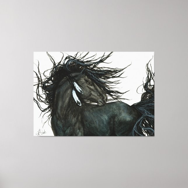 Friesian Horse by Bihrle Canvastryck (Framsida)