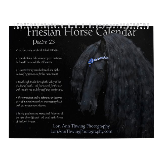 Friesian Horse Calendar Psalm 23 Kalender (Omslag)