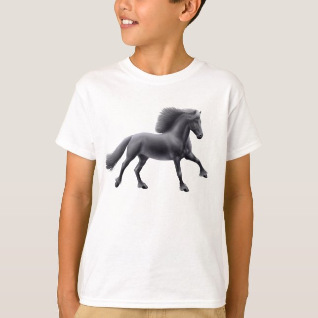 Friesian Horse Galloping Kids Sweatshirt Tröja (Framsida)