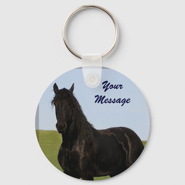 Friesian Horse Keychain 5 Nyckelring (Framsida)