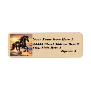 Friesian Horse Ocean Returadress Etikett