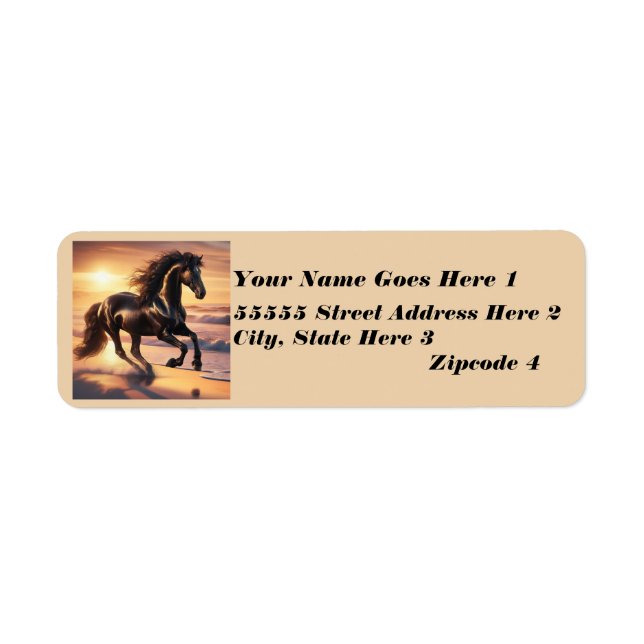 Friesian Horse Ocean Returadress Etikett (Framsidan)