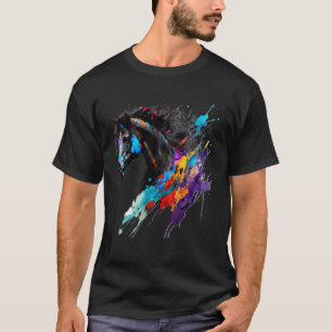 Friesian Horse Paint Splatter Exotic Horse Splatt T Shirt