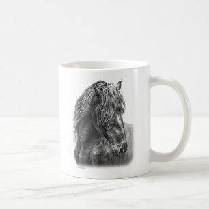 Friesian Horse Porträtt Vågigt Mane Kaffemugg