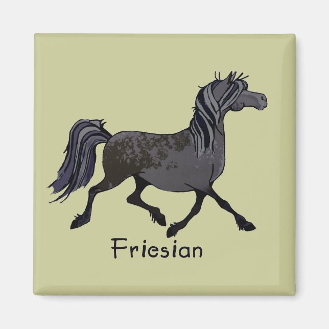 Friesian Horse Tecknad Magnet (Framsidan)