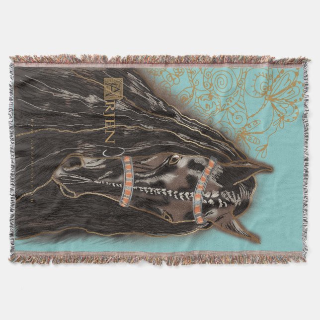 Friesian Horse - Throw Blanket Mysfilt (Framsidan)